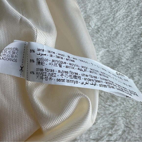 Zara Cotton Wool Ivory Ecru Tweed Long Sleeve Middle Cardigan XS - Picture 12 of 16